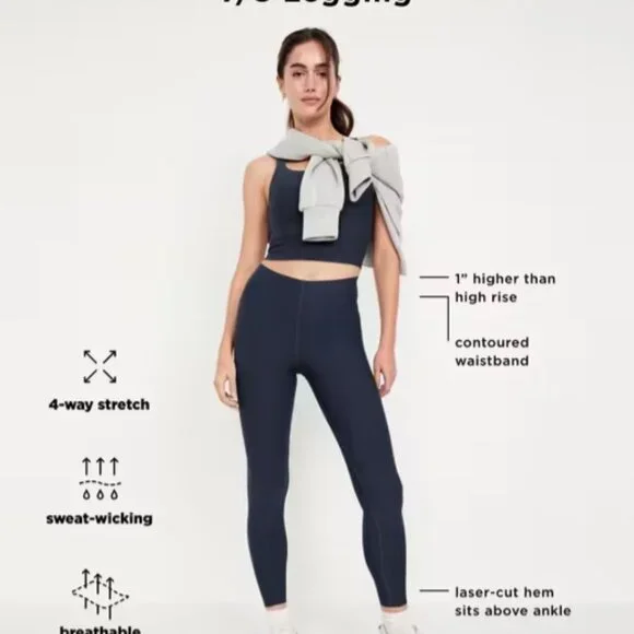 Old navy, Extra High-Waisted PowerSoft Sculpt 7/8 Leggings, Size M, Black jack - Picture 9 of 9